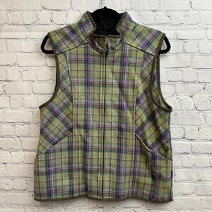 Stormy Kromer Women's Ida Outfitter Wool Blend Vest Green Purple Plaid Large USA